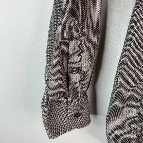 JAMES CAMPBELL Long Sleeve Dress Shirt Textured Cotton Print Grey Size M - Picture 5 of 13